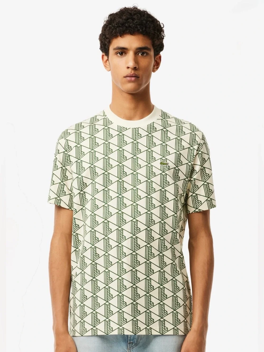 Lacoste Live Monogram T-shirt Relaxed Fit Unisex AllOver Print Geometric